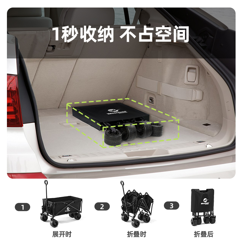 我飞露营推车营地拖车户外可折叠超大野营手拉车小推车野餐车桌板