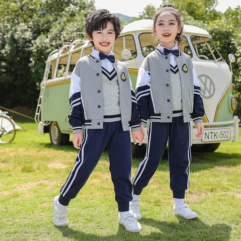 幼儿园园服春秋款英伦风小学生校服套装儿童班服运动三件套棒球服