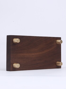 胡桃木底座实木长方形底座装饰摆件带铜底