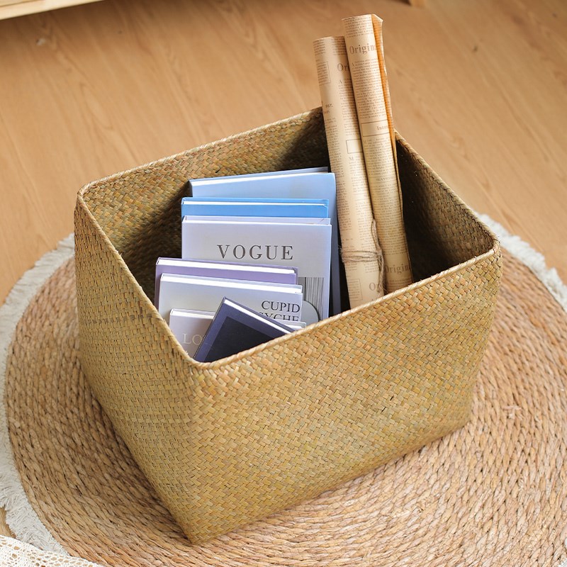 海草编大号收纳筐客厅抽屉储物篮卧室毛巾衣物拖鞋整理篮手工