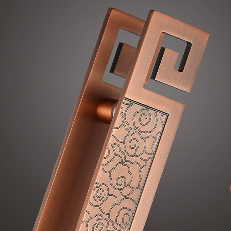 中式仿古铝板祥云拉手 欧式豪华酒店实木大门玻璃门把手对装