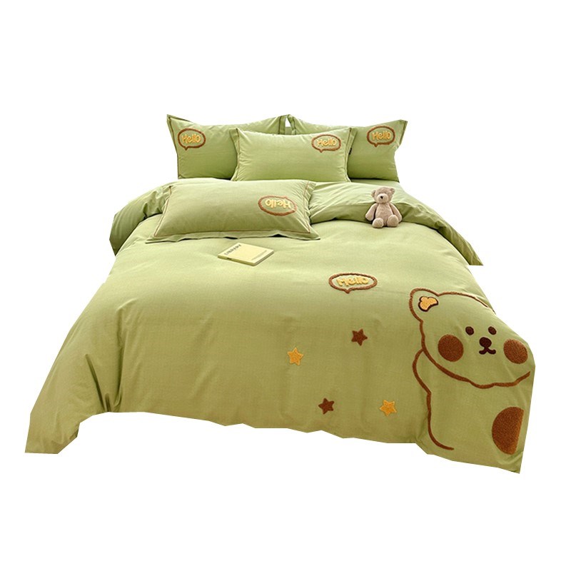 秋冬加厚纯棉被套四件套全棉磨毛床单被罩高档儿童卡通床上用品4