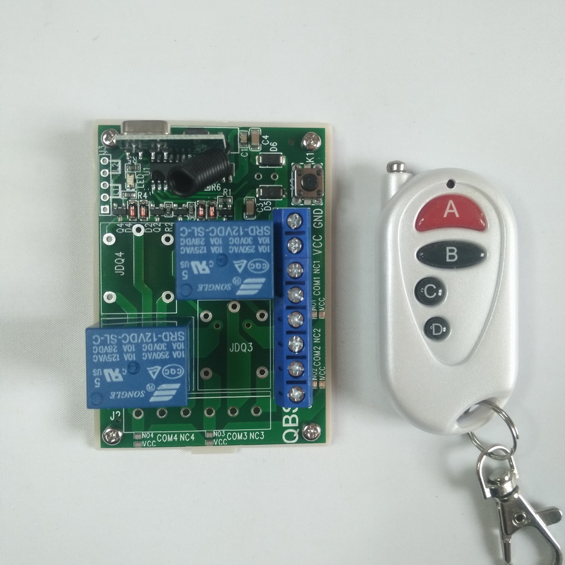 5V12V24V2路4路电子学习型RF无线遥控开关接收遥控模块控制器315M