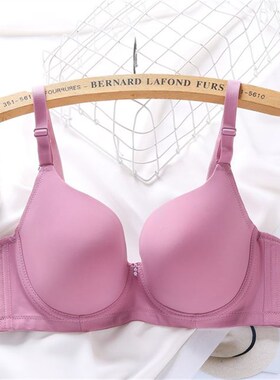 纯白色文胸薄款有钢圈聚拢调整收副乳防下垂光面无痕大码内衣CD杯