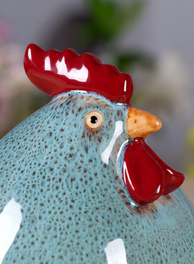 美式田园家居陶瓷胖胖鸡摆件吉祥礼品陶瓷对鸡家居饰品 新品包邮