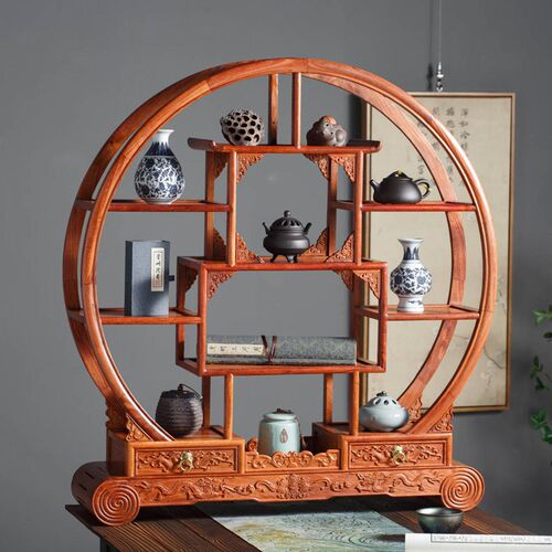 花梨木桌面c博古架茶具茶杯收纳架紫砂壶置物架红木茶架茶壶展示