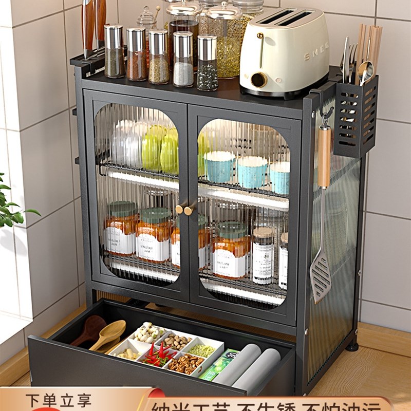 厨房碗碟收纳架台面家用小型碗柜沥水碗架放碗盘置物架多功能防尘
