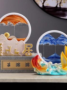 招财鹿流沙画桌面摆件客厅高档家居电视玄关酒柜沙漏装饰新居礼品