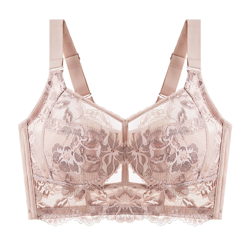 大胸显小胸内衣女薄款夏季无钢圈全罩杯收副乳六排扣超薄大码文胸