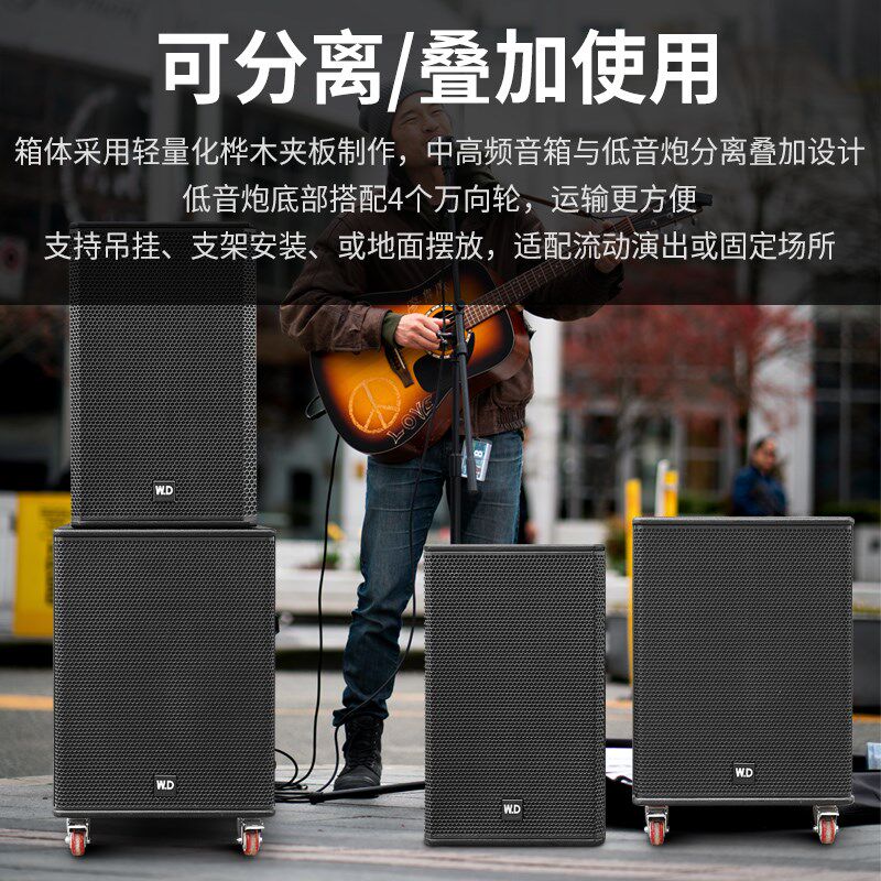 W.D卧龍太極双12寸点声源同轴音箱婚庆演出唢呐乐器超重低音套装