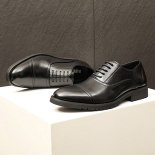 男土时尚 潮流新郎结婚鞋 商务正装 黑色三接头牛津鞋 皮鞋 2025年新款