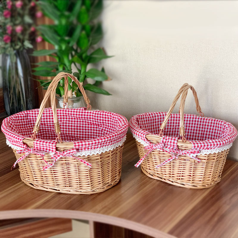 收纳篮藤编野餐篮柳编水果篮野餐收纳筐收纳篮子摄影拍照篮收纳筐