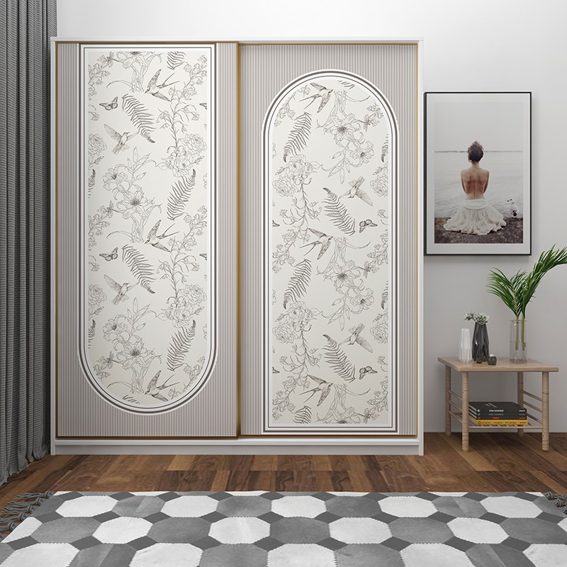 法式大衣柜门贴纸墙纸自粘卧室推拉门贴画移门玻璃门翻新柜子壁纸