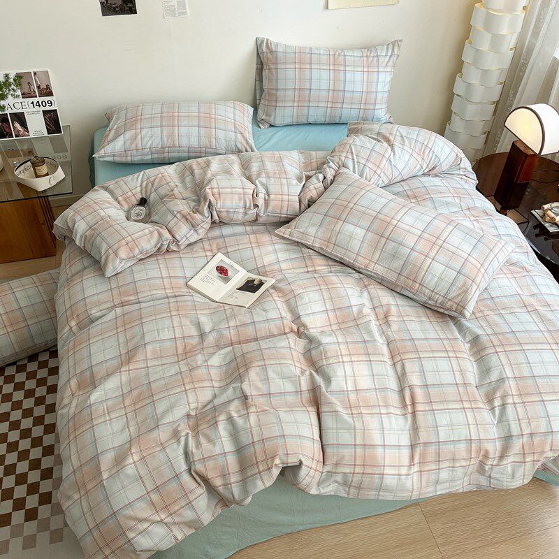 全棉水洗棉小清新四件套2024新款纯棉被套单件三件套四件套ins风