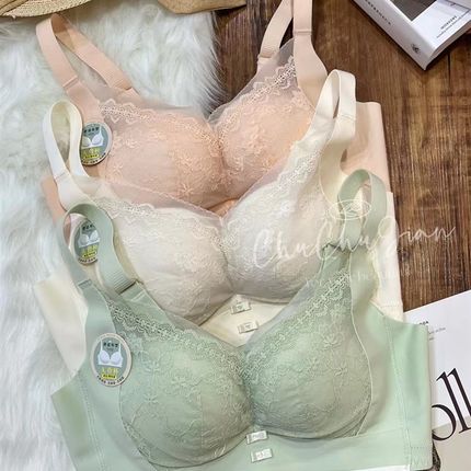 法式无磁内衣女无钢圈婴儿棉小胸聚拢蕾丝调整型文胸罩过安检6868