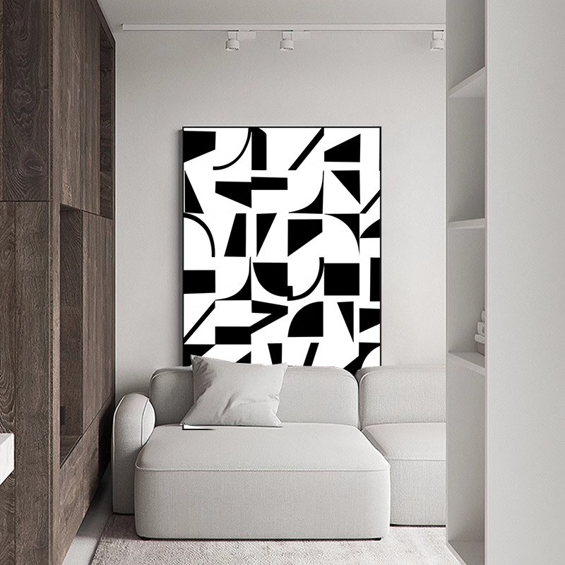极简抽象艺术黑白客厅装饰画玄关走廊过道挂画高级感沙发落地壁画