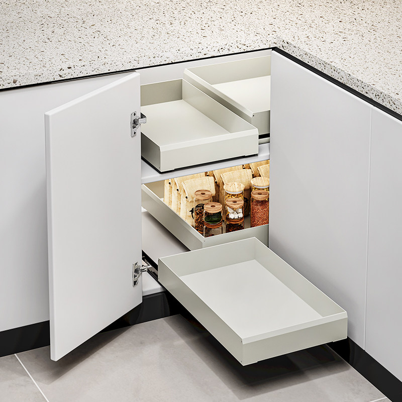 免打孔橱柜拉篮超深柜厨房窄柜内改造转角抽屉式收纳盒调料置物架,厨房/烹饪用具,厨房置物架/置物柜/角架,淘宝优惠券,粉丝福利购,淘宝优惠卷