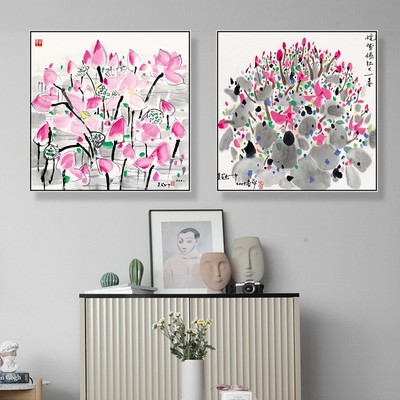 新中式吴冠中装饰画水墨水彩抽象客厅玄关挂画饭厅餐厅背景墙壁画