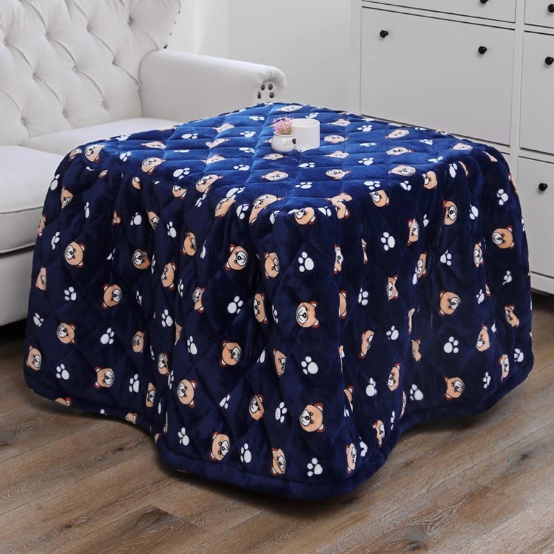 新款加绒加厚烤火被子正方形烤火桌子茶几电暖桌取暖桌被罩家用