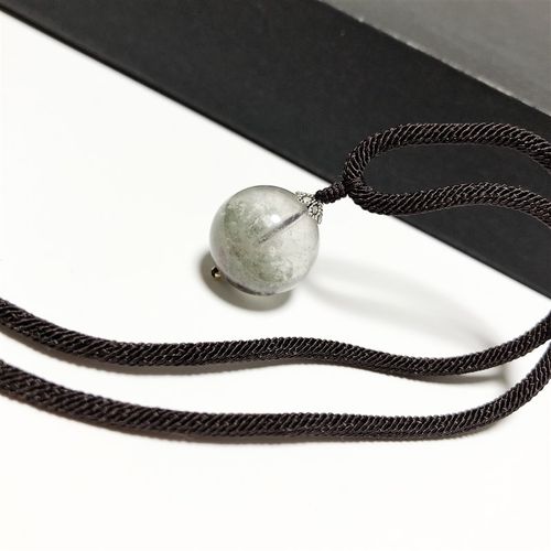 D784# 天然水晶绿幽灵吊坠16mm 聚宝盆