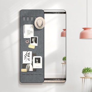 diy毛毡板隐藏式推拉全身镜软木板隐形穿衣镜暗T藏挂墙镜子奶油风