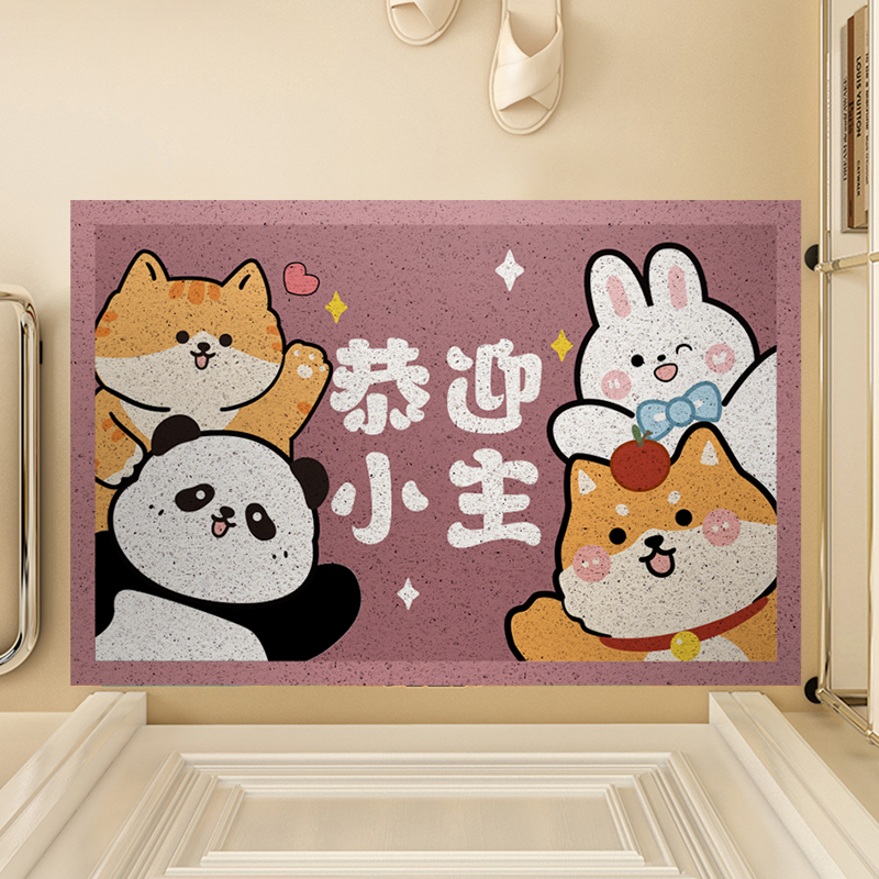 卡通入户门地垫进门丝圈脚垫家用门口玄关刮泥蹭土耐脏可裁剪地毯