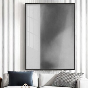 现代网红搭配选画抽象艺术简约风黑白挂画灰色沙发大幅落地装饰画