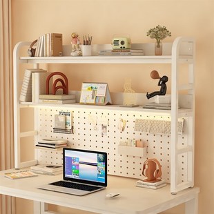 桌面置物架办公桌书桌多层铁艺桌上学生家用电脑桌洞洞板书架