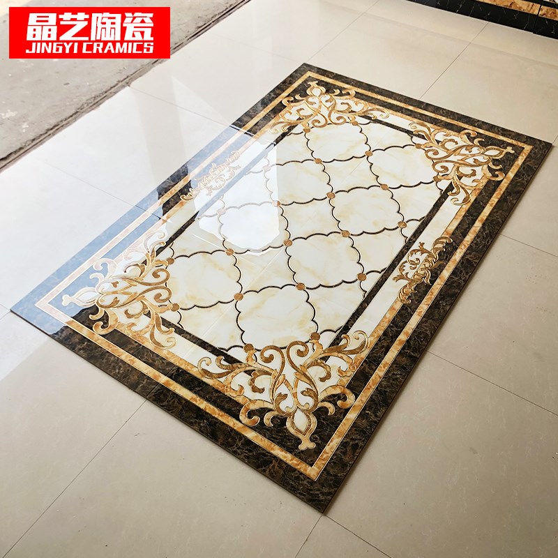 欧式客厅地板砖拼花瓷砖 入户玄关地毯砖过道图案 餐厅地砖抛晶砖