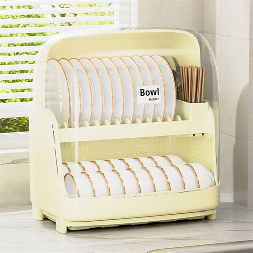 碗盘柜置物架装碗筷盘子沥水碗架厨房透明防尘带盖子双层放碗碟收