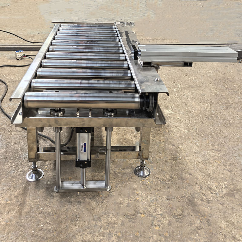 定制不锈钢滚筒输送机 带阻挡推杆动力滚轴平台 流水线辊筒输送机