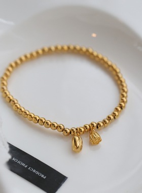 不掉色2021年新款莲蓬莲花小金珠手链手串夏女生闺蜜ins小众设计