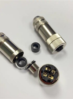 M12以太网接头profinet航空防水插头4芯5芯8芯12芯金属屏蔽连接器
