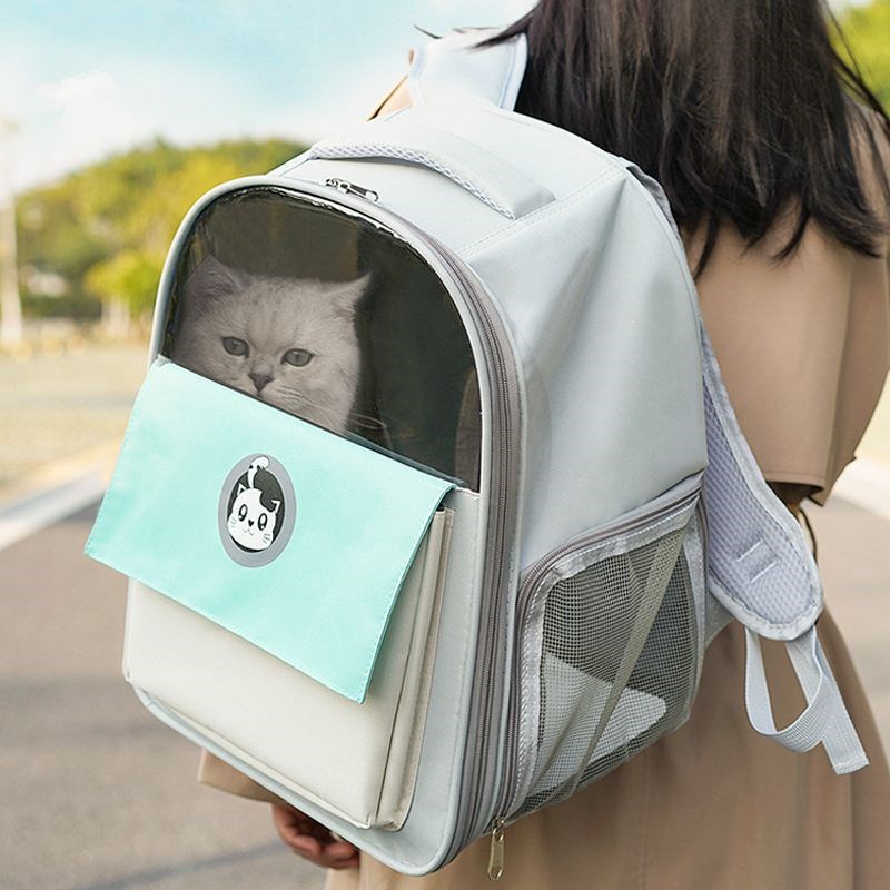 新款猫包太空舱宠物双肩背包帆布大容量外出便携轻便透气装猫咪防