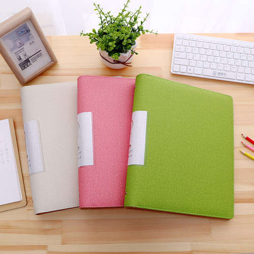 高档a4/100资料册插页文件夹4孔O型活页60袋40皮质30皮面定制logo