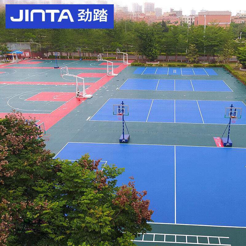 篮球场地室外地胶预制型橡胶跑道地板室内pvc羽毛球地垫防水防滑