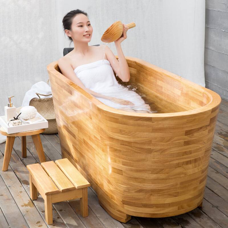 橡木泡澡桶浴桶成人洗澡盆浴盆大号洗澡桶沐浴桶大人木桶浴缸无箍