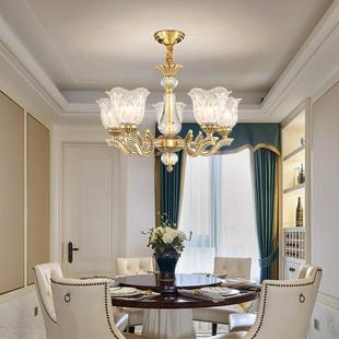 美式 全YF500铜轻厅灯客创意大气家用L吊ED吊简灯现代约餐厅卧室灯