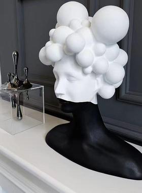 现056代简约艺厅术人物雕塑树脂间摆件样板客创意黑白女软郎装饰