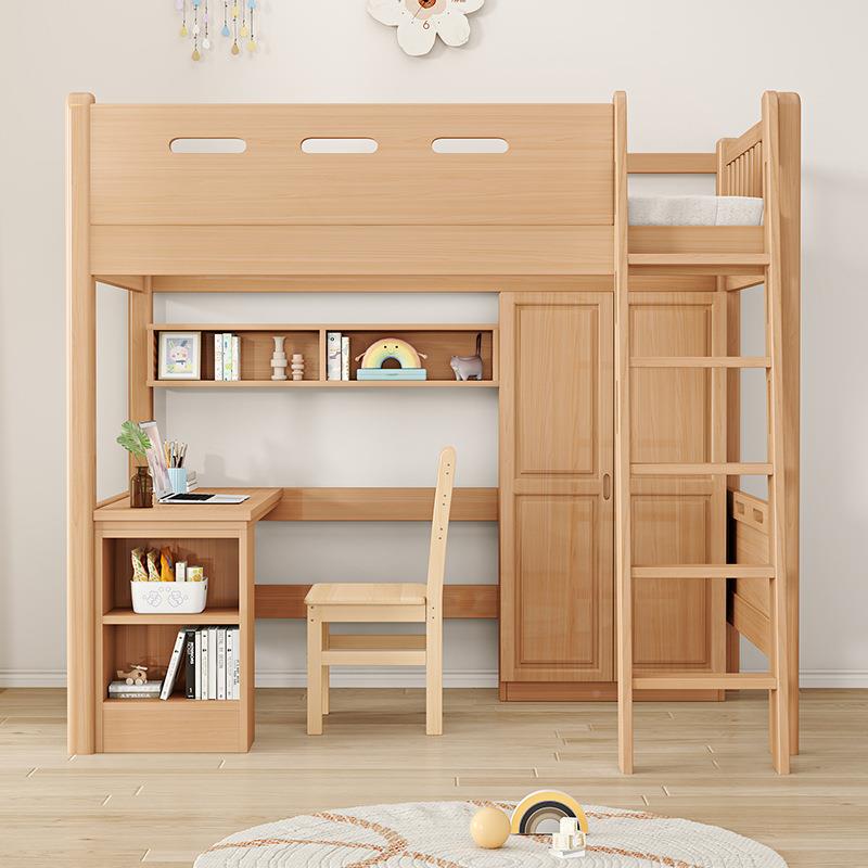 实木高床单上层小户上架床下桌SR12组合床型柜多功能衣组合一体床