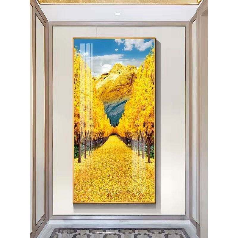 现代简约进门麋鹿玄关装饰画客厅走廊过道挂画竖版壁画招财风水画