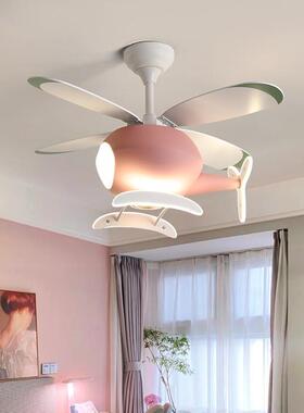 儿童房卧室顶网红飞机吸扇灯202575风新款隐形一体男年孩房间吊扇