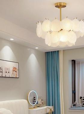 法式艺璃术意贝壳玻卧室灯餐灯厅583灯具复古玻璃吊后现代式主客