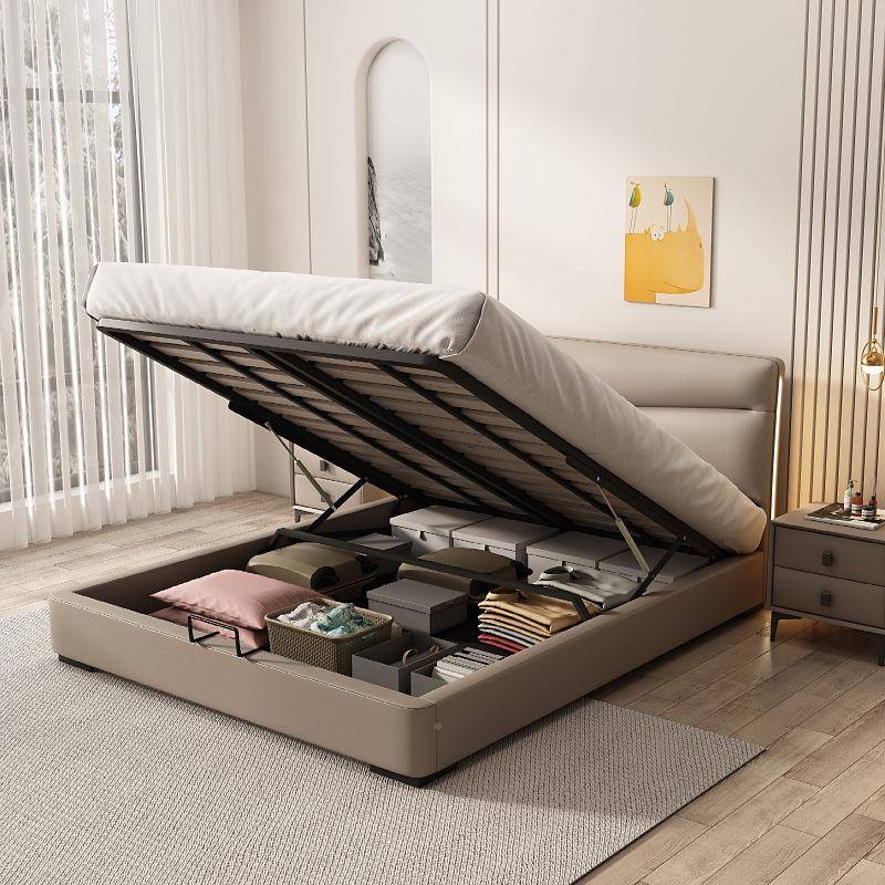 带灯双人空间皮床1.米小户主卧现ZKE代型简皮约软包超纤5艺床实木