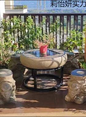 户外庭院别花园仿石雕头椅组桌合室外墅院子露天阳台茶几OUX圆桌