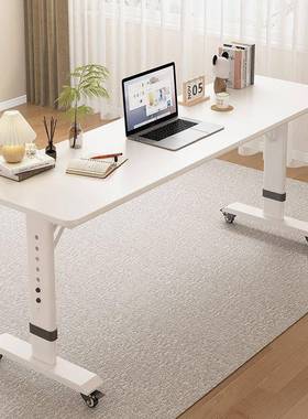 Y*实木条桌跨床桌可动移GA-89154桌长电脑桌家用床书上桌懒人升降卧室床头