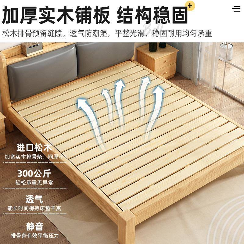现代简1约实木床经济型8米主卧双人床.12米出租房ZBD.用软包单人