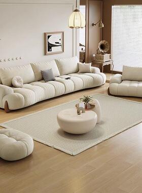 布沙皮发ISI客厅新款小户猫型现代爪简约白色奶油风弧形猫抓沙发