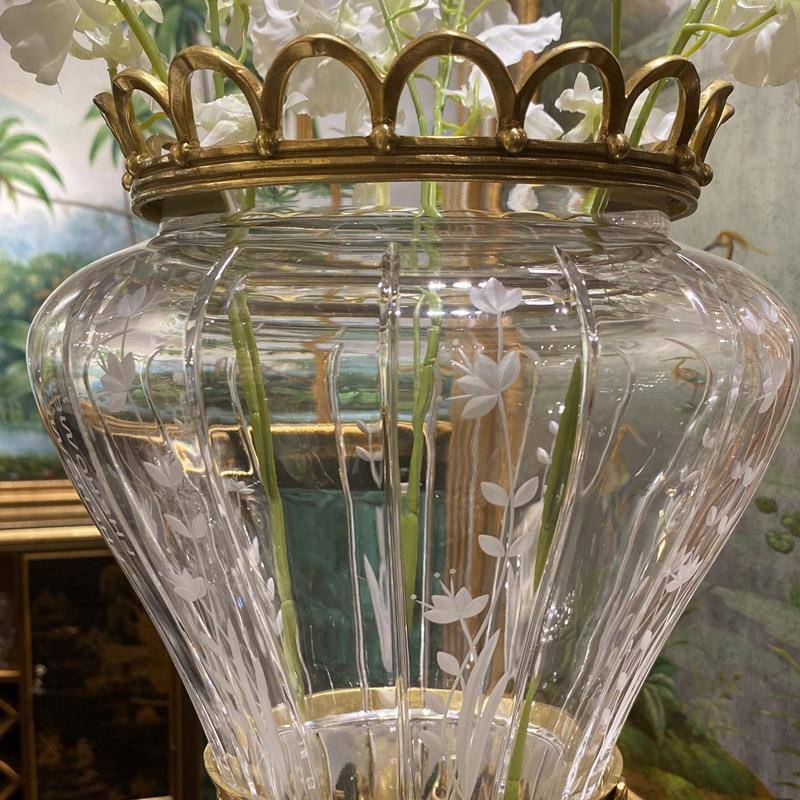 奢华法式ROO水瓶晶玻璃脚花精美别墅装饰客厅餐桌电视花柜器摆高