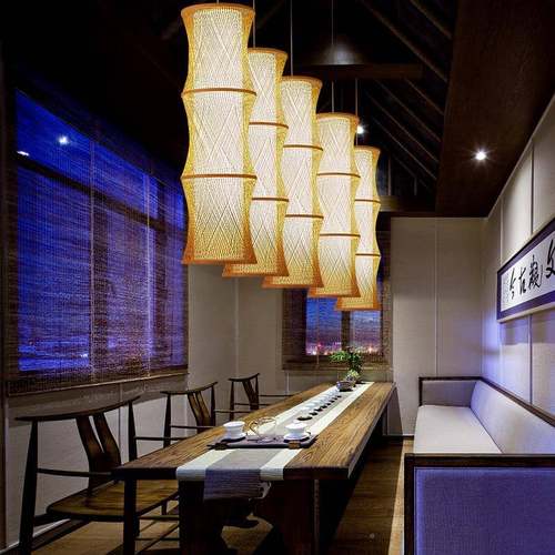 酒新中式竹编吊灯高端店堂703大艺术灯具别墅客厅灯餐厅楼梯日式